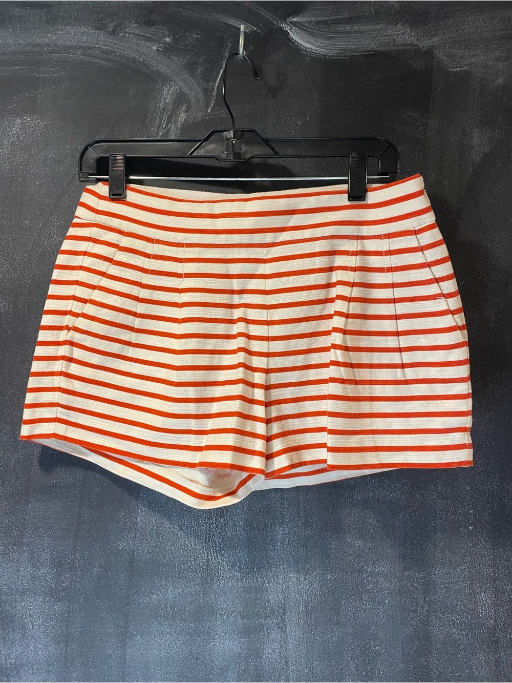 J.Crew Linen Cotton Orange White Striped Shorts Size 6 Preppy Summer Coastal